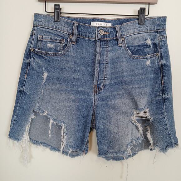 eunina Pants - Eunina Denim Shorts Women Medium‎ High Rise Mid-Thigh Distressed Ripped 90s Boho